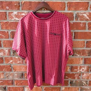 NovaMen T-Shirt Mens XXL Burgundy Red Geometric Chain Link Cotton